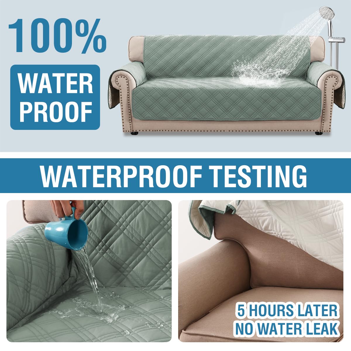 PrimeBeau 100% Waterproof Sofa Covers Washable,Thick Soft Couch Cover for Dogs with Elastic Straps (Sofa & Oversize Sofa, Diamond Shape)