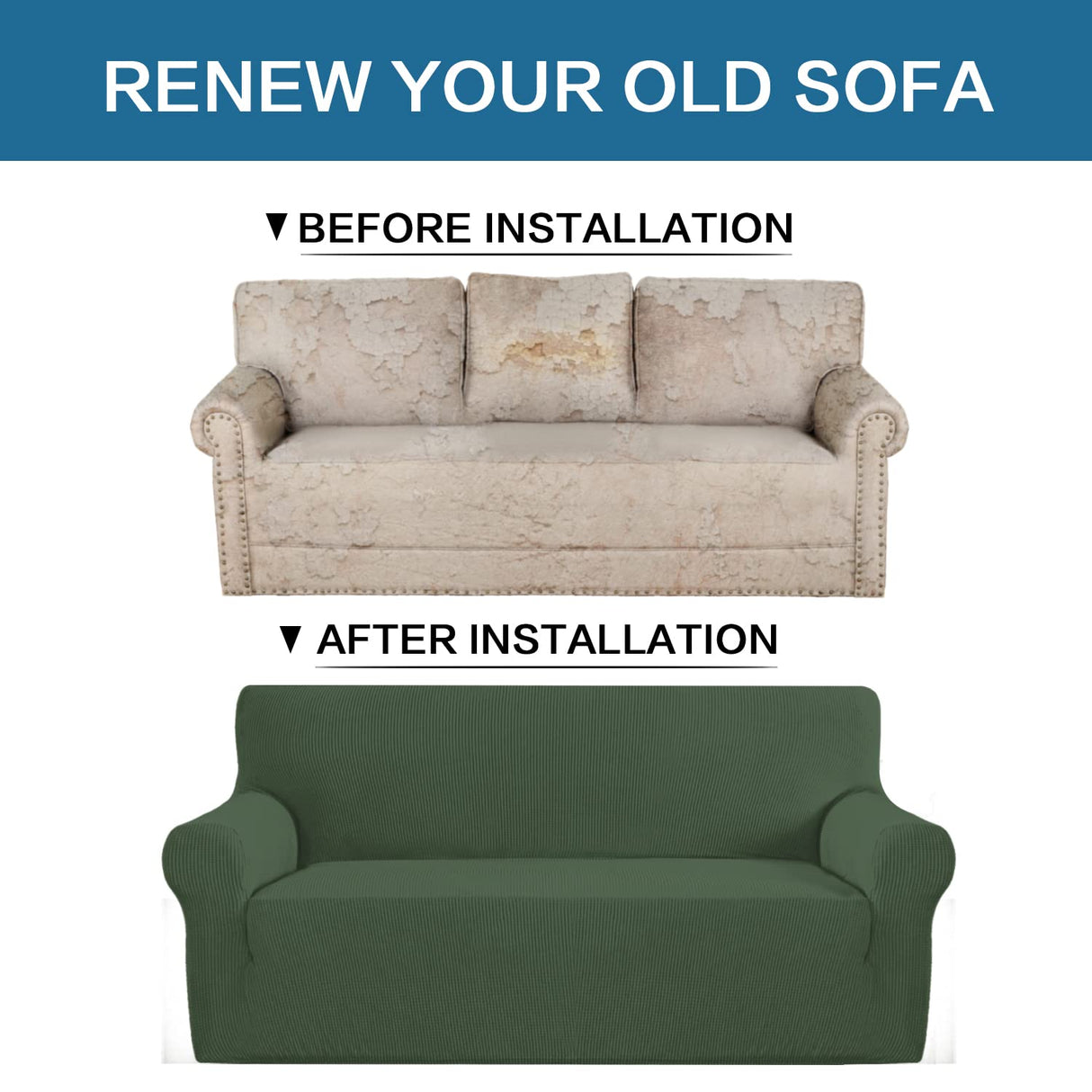 PrimeBeau Stretch Loveseat Slipcovers|Sofa Cover for Loveseat 1 Piece with Elastic Bottom, Textured Checked Jacquard Fabric