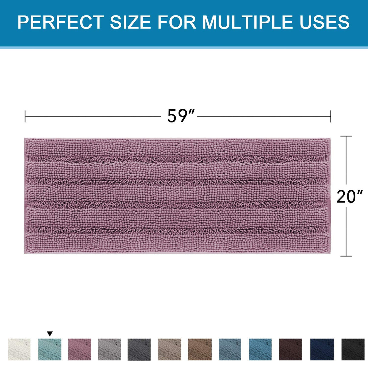 PrimeBeau Luxury Chenille Striped Bath Mats Set | Ultra Thick & Absorbent Non Slip Rugs 59“ x 20"