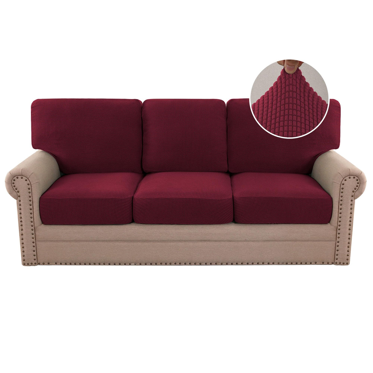 PrimeBeau 2024 New Trend Multi-Pieces Sofa Covers Stretch Couch Covers Form Fitted Seats and Back Cushions Covers (3 Seat Covers Plus 3 Back Cusion Covers, Bonus 2 Armrest Covers)