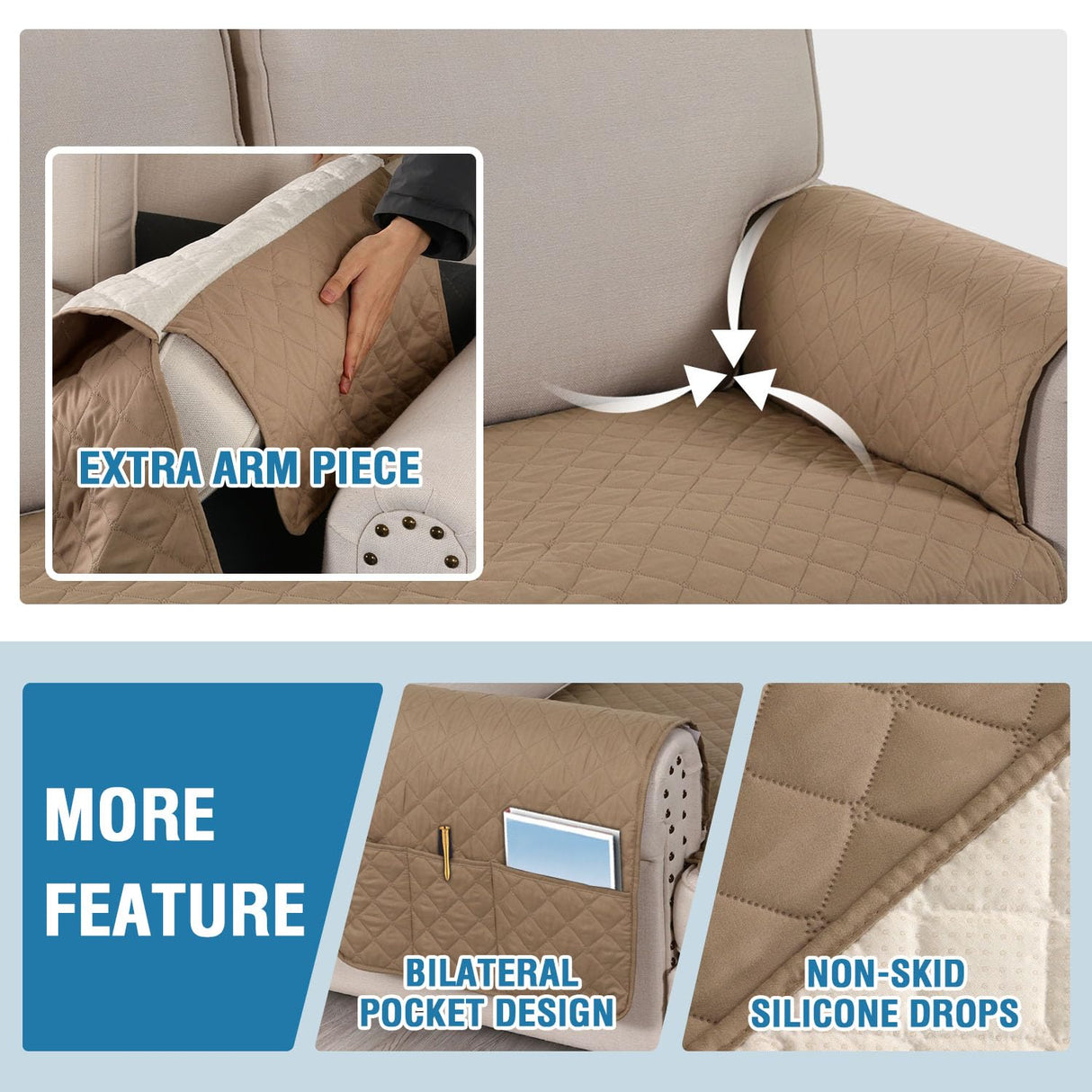 PrimeBeau 2 Piece L Shaped Couch Covers for Sectional Loveseat Couch Cover with Chaise Lounge 100% Waterproof Furniture Covers for Pets