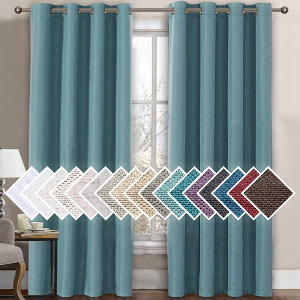 PrimeBeau Faux Linen Room Darkening Curtain , Sold by 1 Panel, Long