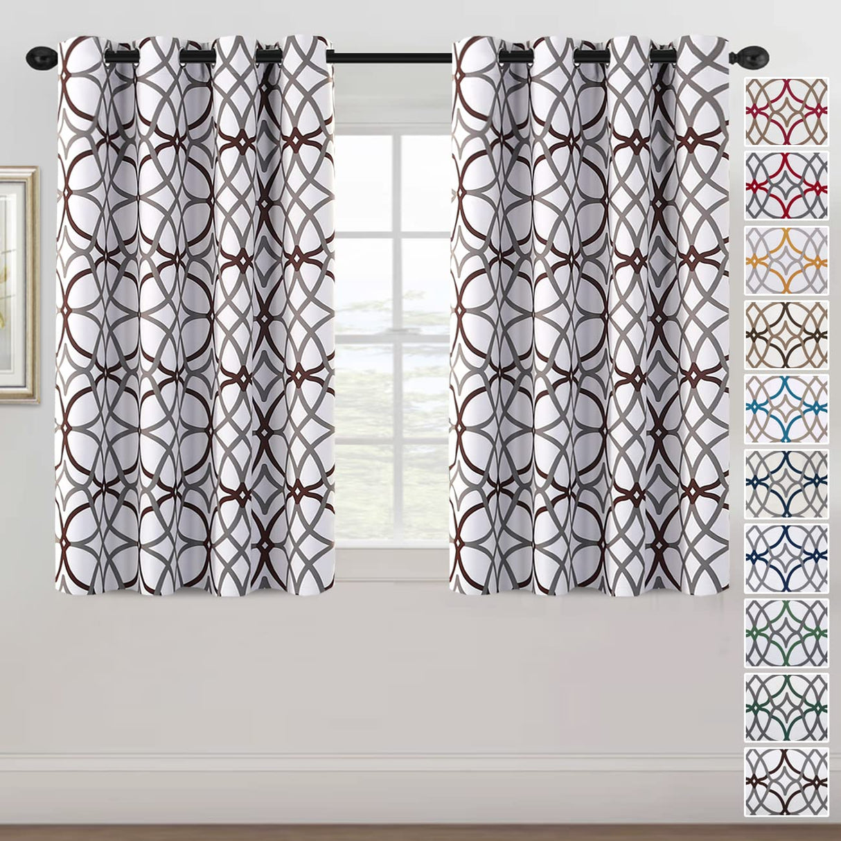 PrimeBeau GEO Pattern Blackout Curtains 2 Panels Set