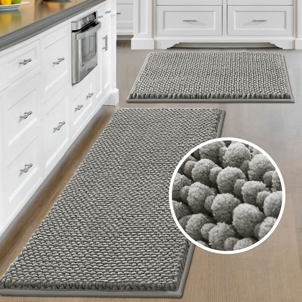 PrimeBeau Bath Mat Bathroom Rugs Sets Plush Water Absorbent Non Skid Mats for Bathroom Kitchen/Living Room (Set of 2)