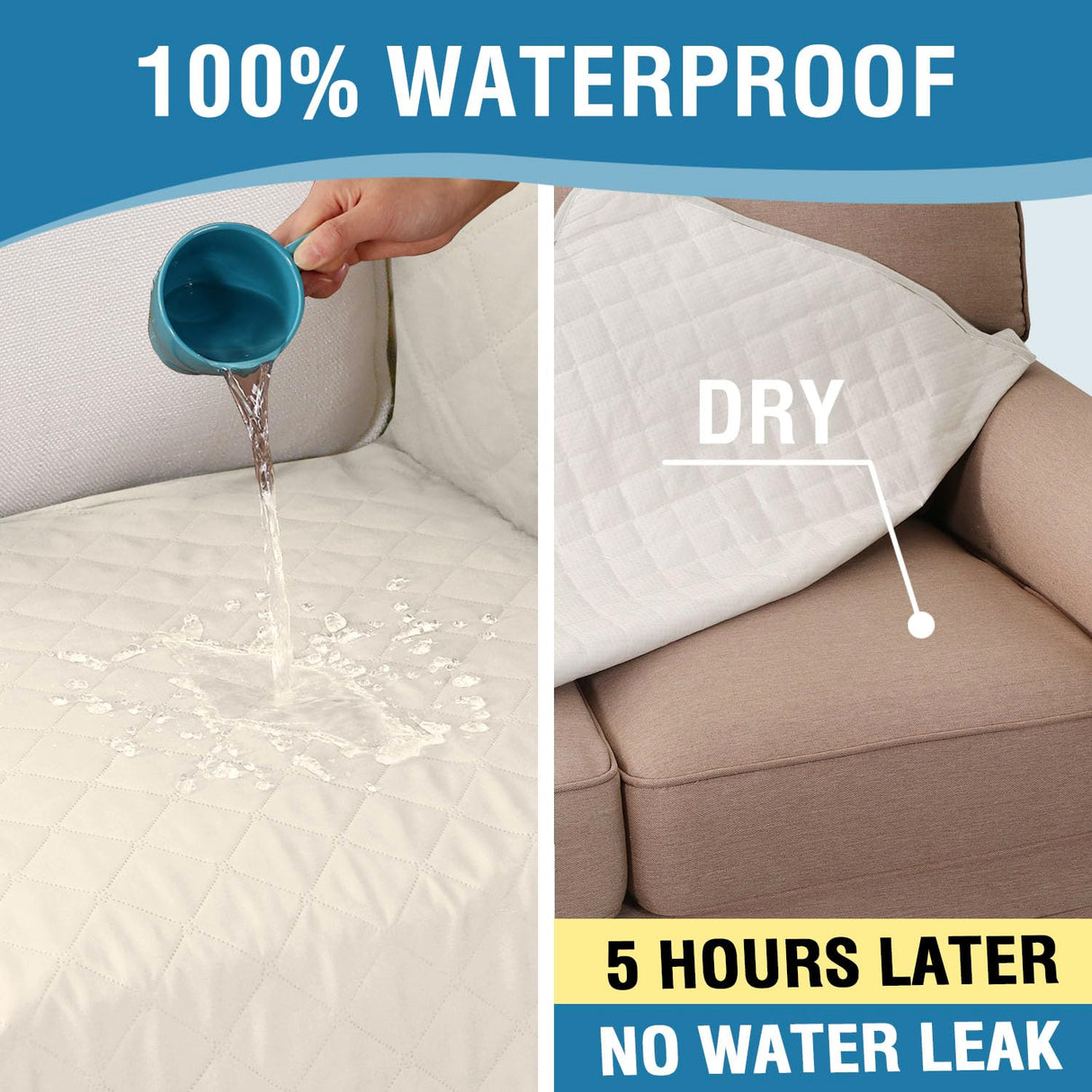 PrimeBeau 2 Piece L Shaped Couch Covers for Sectional Sofa Couch Cover with Chaise Lounge 100% Waterproof Furniture Covers for Pets