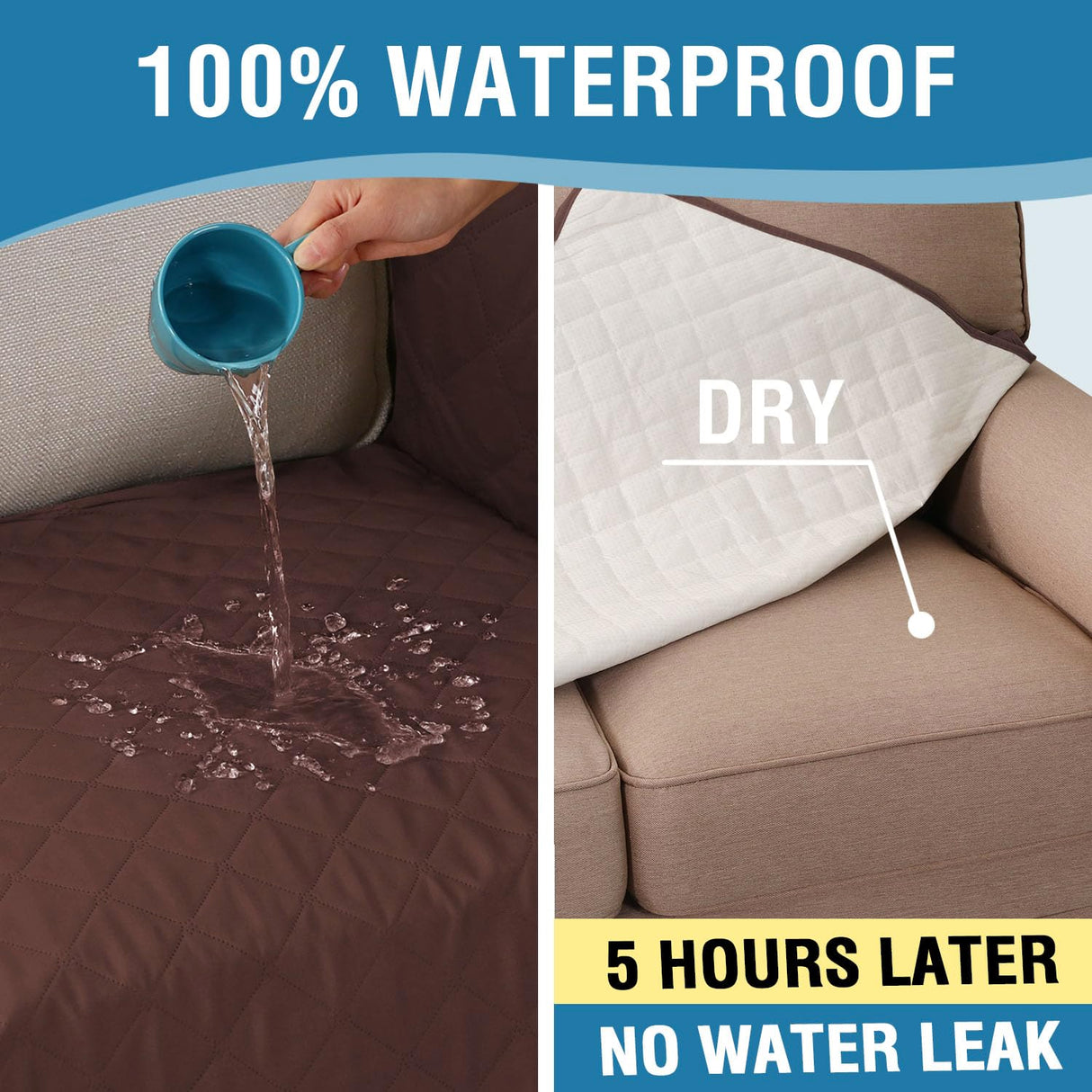 PrimeBeau 2 Piece L Shaped Couch Covers for Sectional Loveseat Couch Cover with Chaise Lounge 100% Waterproof Furniture Covers for Pets