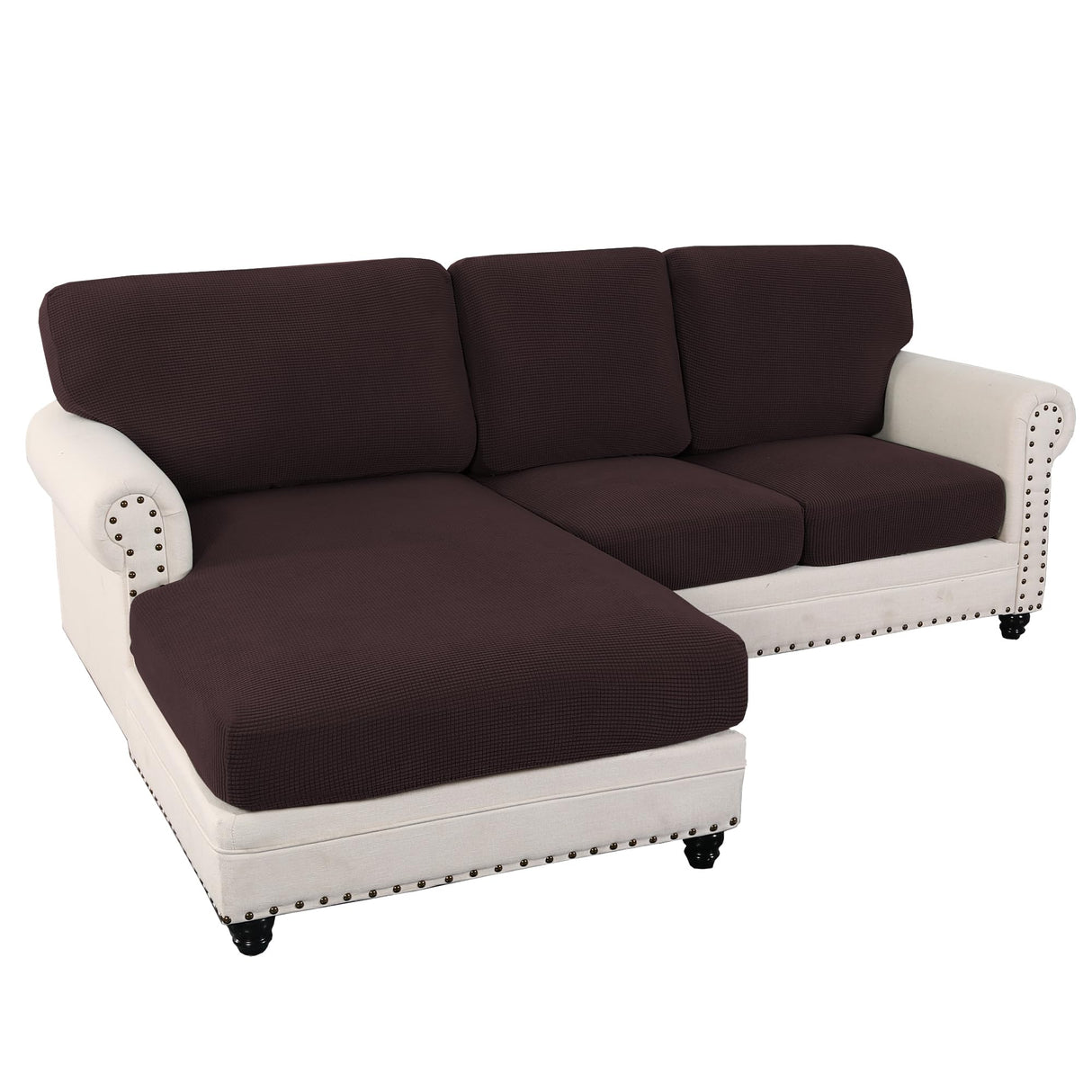 PrimeBeau 2024 New Sectional Couch Covers 6 Pieces Stretch Sofa Cover for Sectional Sofa Set Separate L Shaped Couch Cover for Both Left/Right Couch (Seat and Back: 1 Chaise for Loveseat)