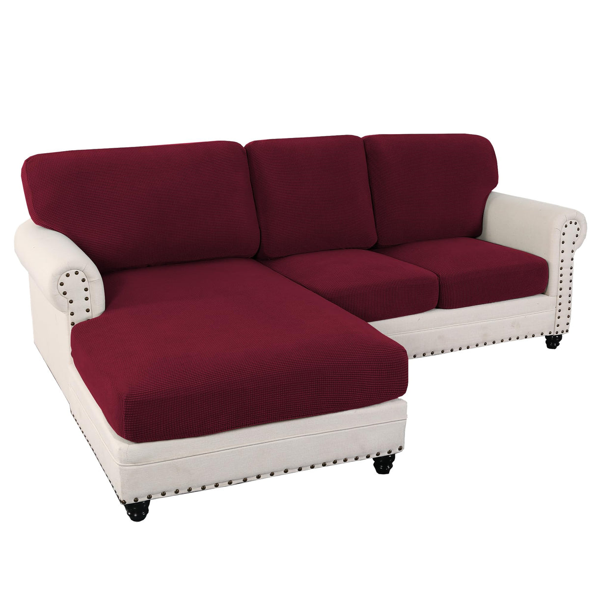 PrimeBeau 2024 New Sectional Couch Covers 6 Pieces Stretch Sofa Cover for Sectional Sofa Set Separate L Shaped Couch Cover for Both Left/Right Couch (Seat and Back: 1 Chaise for Loveseat)