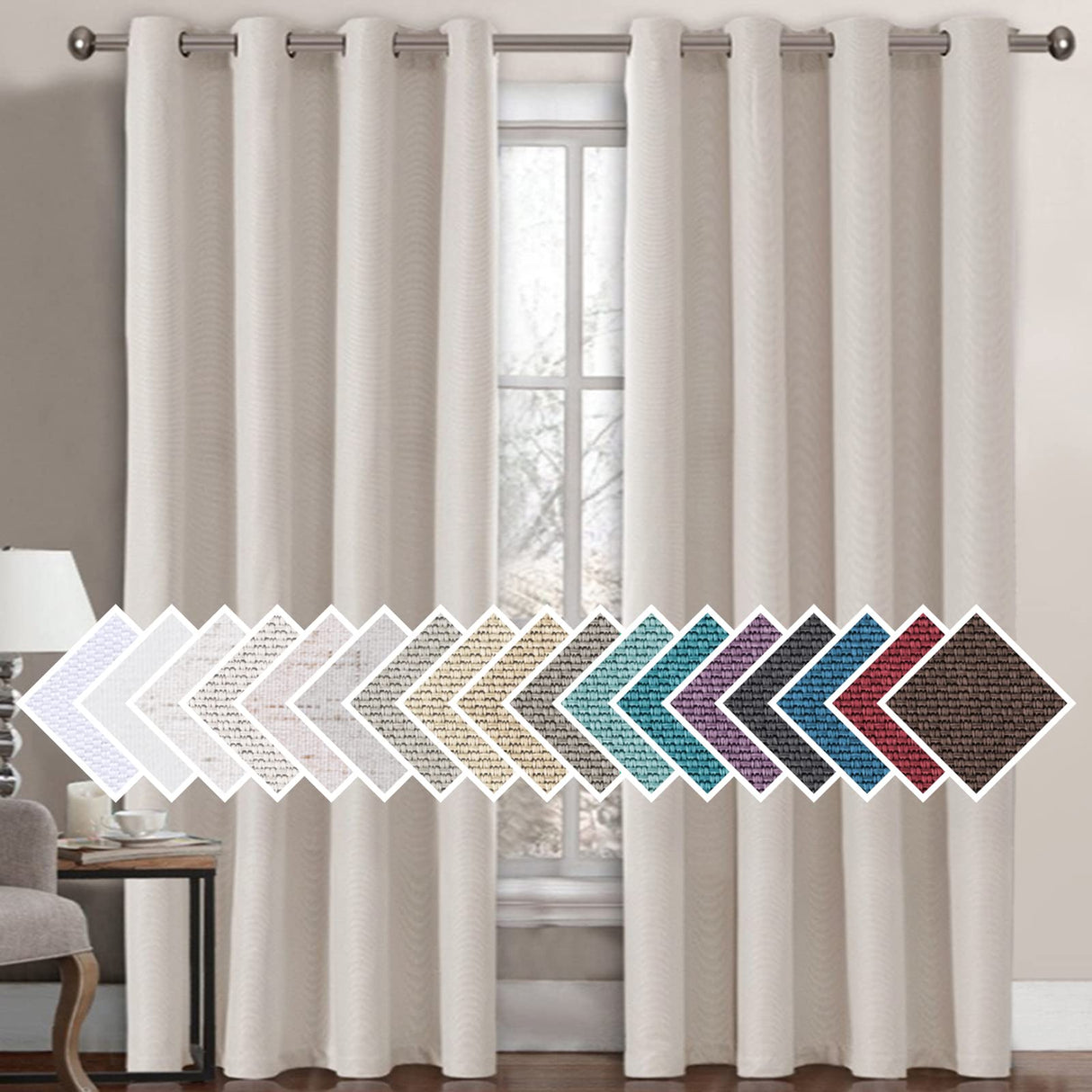 PrimeBeau Faux Linen Room Darkening Curtain , Sold by 1 Panel, Long