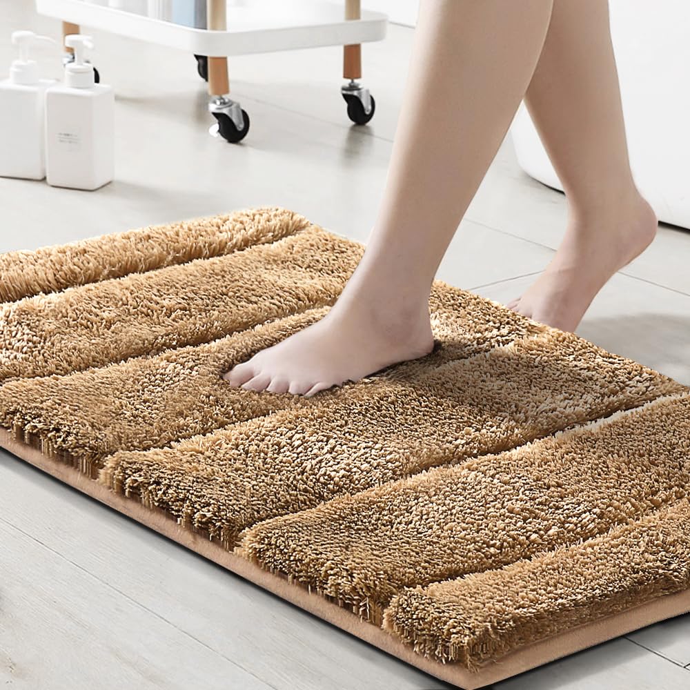 PrimeBeau Bathroom Rugs Thick Velvet Bath Mat - Super Soft, Absorbent, Non-Slip, Washable, 1 Piece