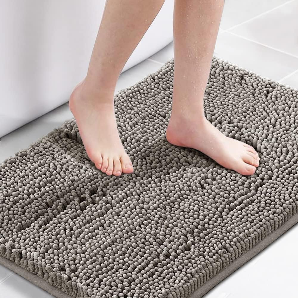 H.Versailtex 1 Piece Bath Mat Non Slip Chenille Bath Mats for Bathroom