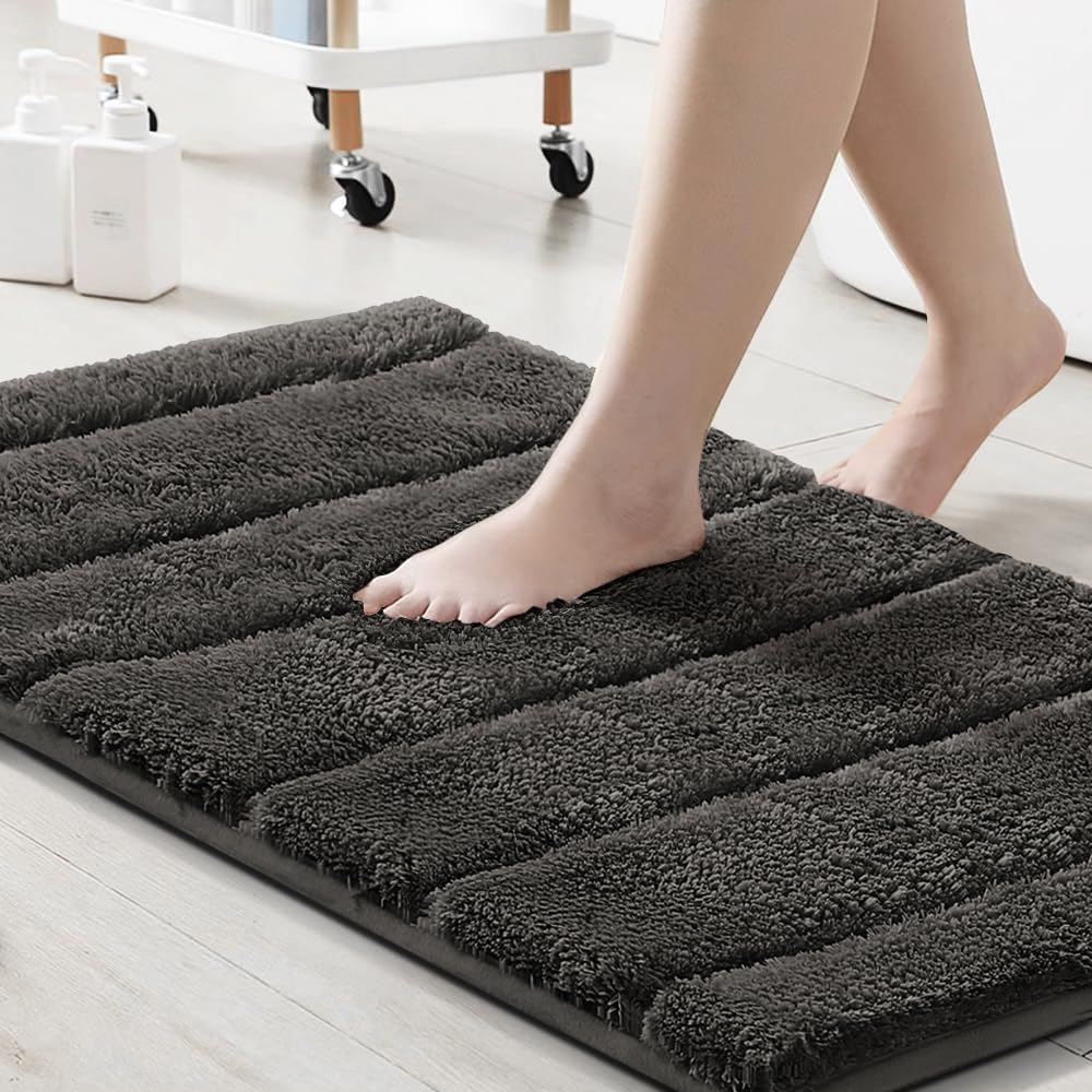 PrimeBeau Bathroom Rugs Thick Velvet Bath Mat - Super Soft, Absorbent, Non-Slip, Washable, 1 Piece