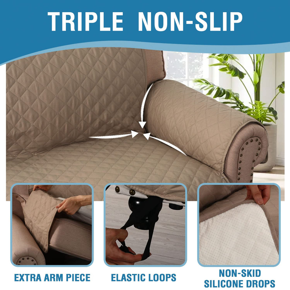 PrimeBeau 100% Waterproof Loveseat Slipcover Furniture Protector for Pets Kids with Non-Skid Backing, Unique Decor and Easy Care