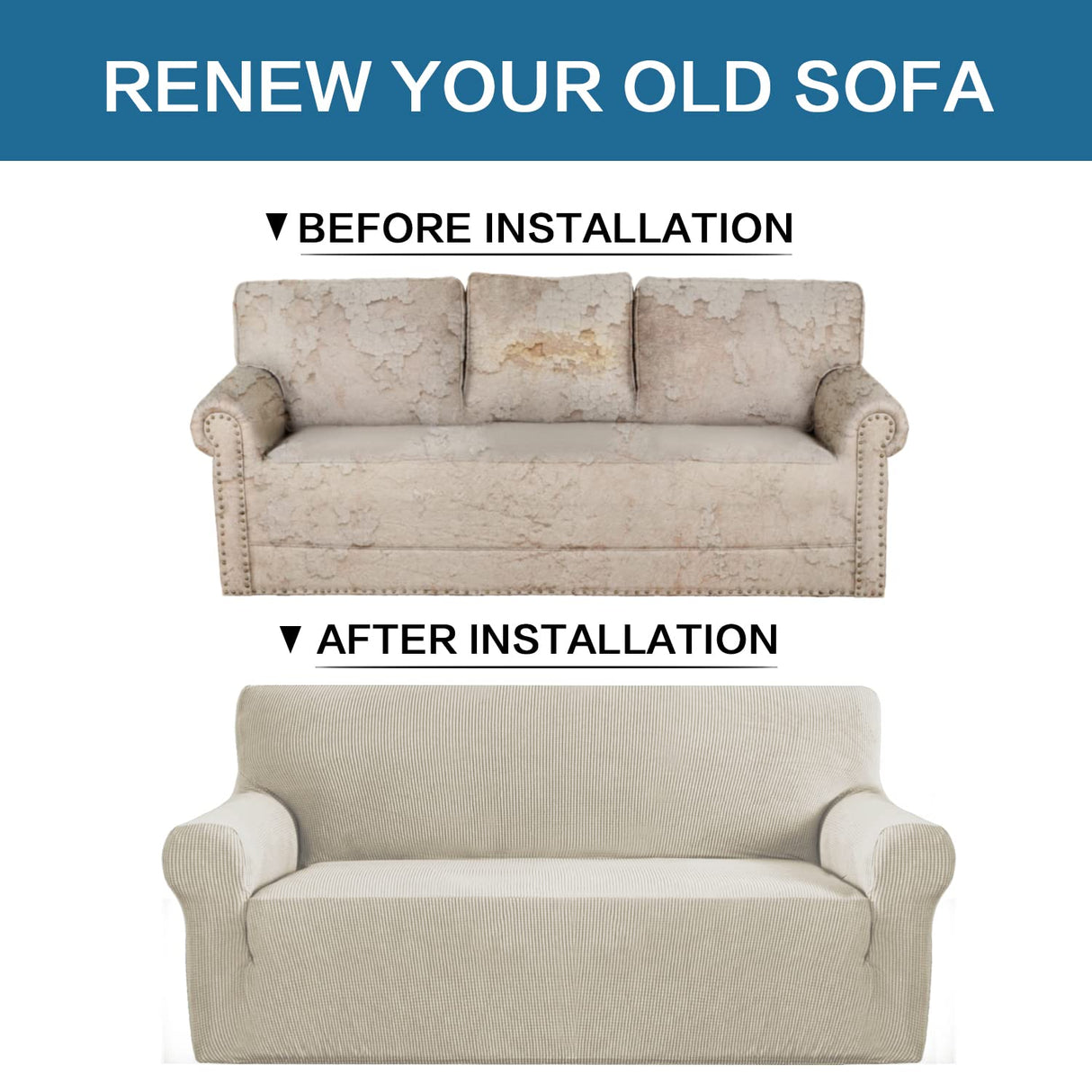 PrimeBeau Stretch Loveseat Slipcovers|Sofa Cover for Loveseat 1 Piece with Elastic Bottom, Textured Checked Jacquard Fabric