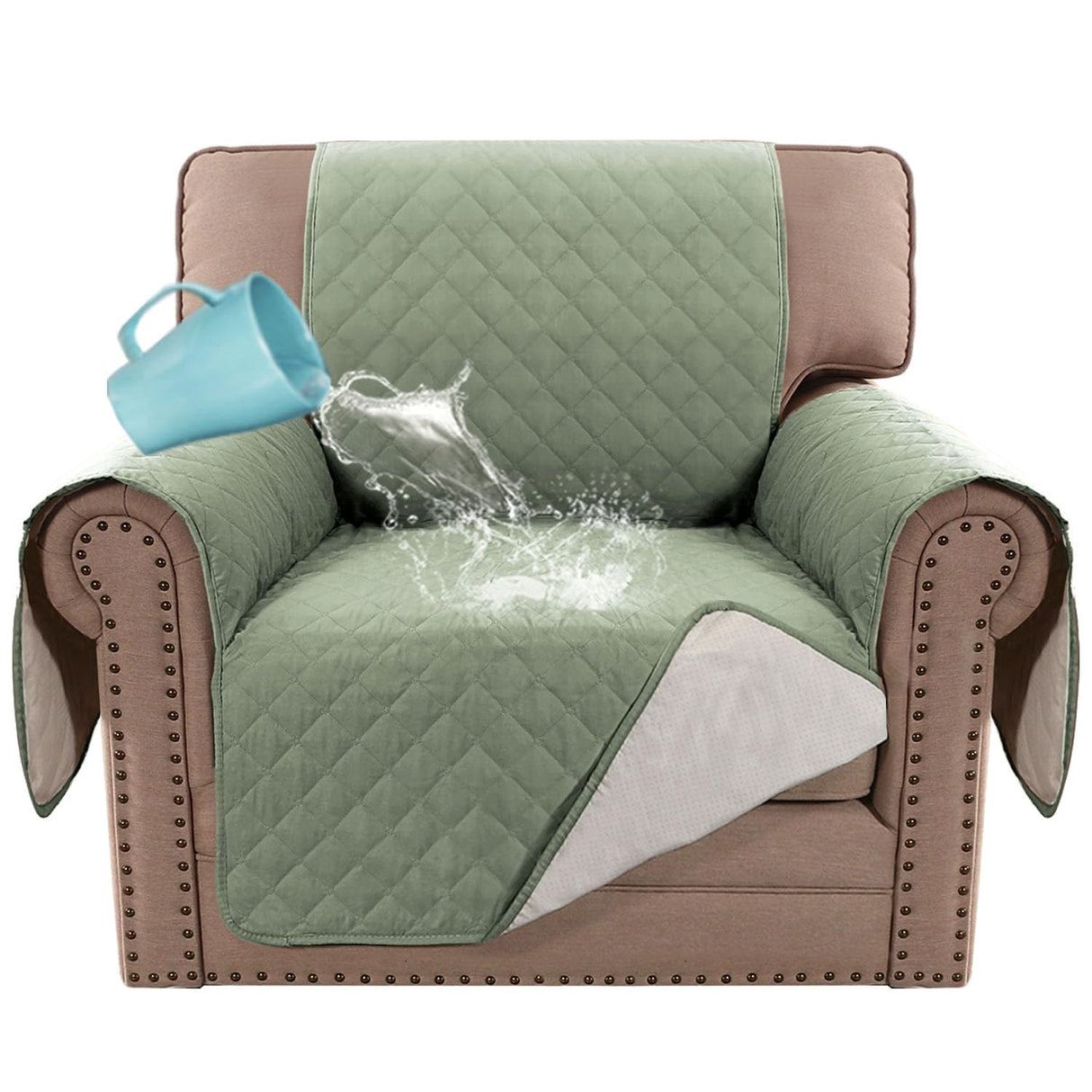 PrimeBeau 100% Waterproof Chair Slipcover Furniture Protector for Pets Kids with Non-Skid Backing, Unique Decor and Easy Care