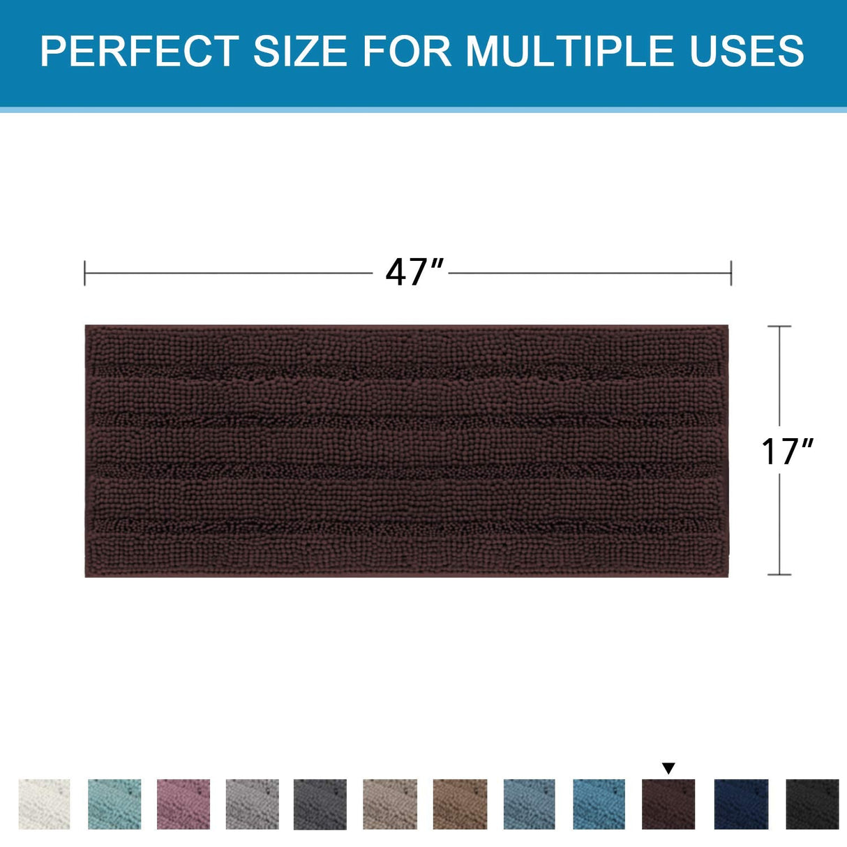 PrimeBeau Luxury Chenille Striped Bath Mats Set | Ultra Thick & Absorbent Non Slip Rugs 47“ x 17"