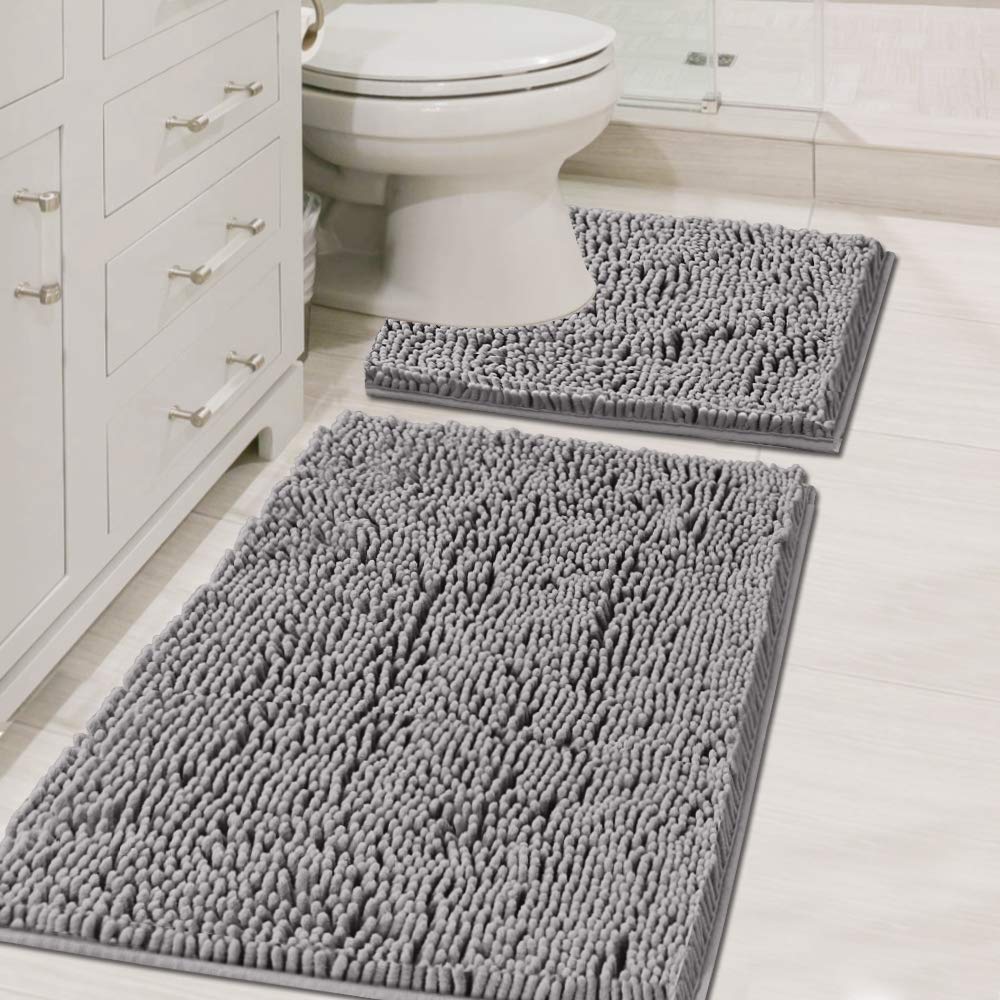 PrimeBeau Bath Mats Non Slip, Soft Shaggy Microfiber, Absorbent, Machine-Washable Rugs(2Pieces)