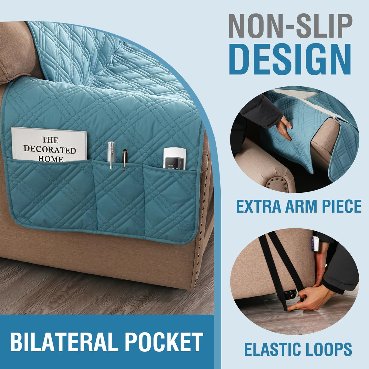 PrimeBeau 100% Waterproof Loveseat Covers Washable,Thick Soft Couch Cover for Dogs with Elastic Straps (Loveseat, Diamond Shape)