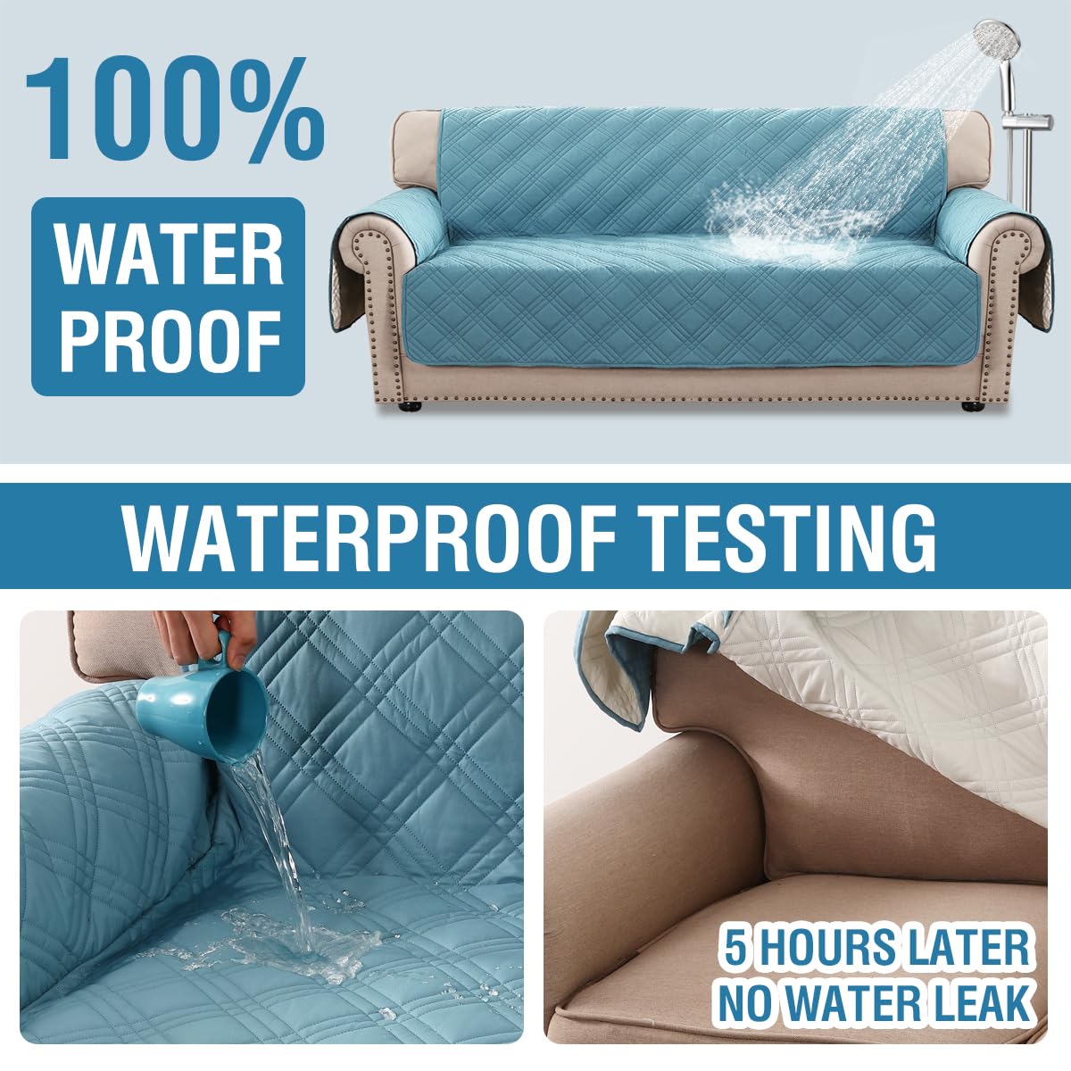 PrimeBeau 100% Waterproof Sofa Covers Washable,Thick Soft Couch Cover for Dogs with Elastic Straps (Sofa & Oversize Sofa, Diamond Shape)