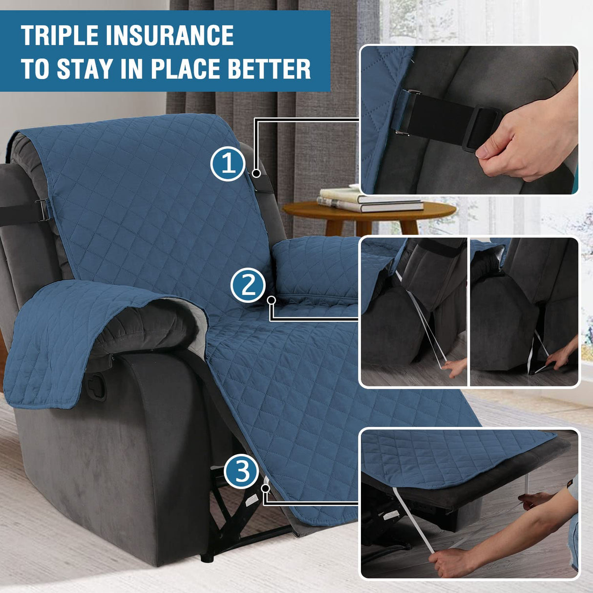 PrimeBeau Reversible Quilted Recliner & Oversize Recliner Covers - Stylish Furniture Protection & Decor Enhancement