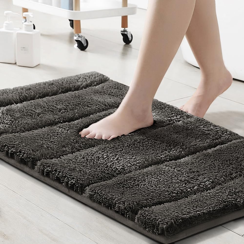 PrimeBeau Bathroom Rugs Thick Velvet Bath Mat - Super Soft, Absorbent, Non-Slip, Washable, 1 Piece