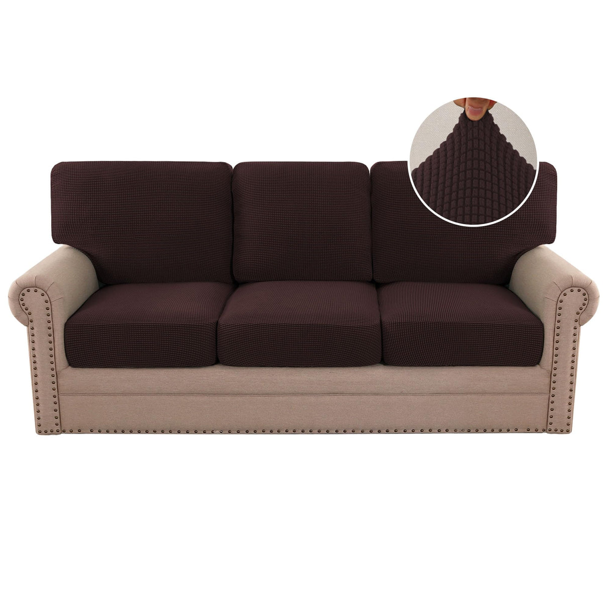 PrimeBeau 2024 New Trend Multi-Pieces Sofa Covers Stretch Couch Covers Form Fitted Seats and Back Cushions Covers (3 Seat Covers Plus 3 Back Cusion Covers, Bonus 2 Armrest Covers)