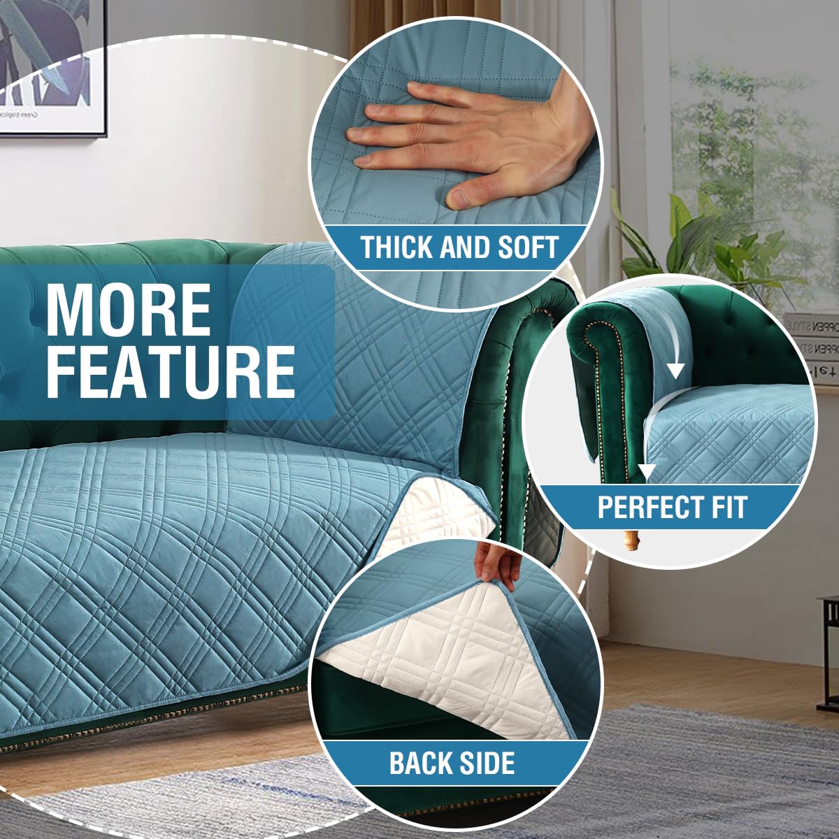 PrimeBeau 100% Waterproof Sofa & Oversize Sofa Covers Traditional Chesterfield Sofa Covers with Extra Long Armrest Cover Waterproof and Washable Thick Couch Cover for Dogs (1 Piece)