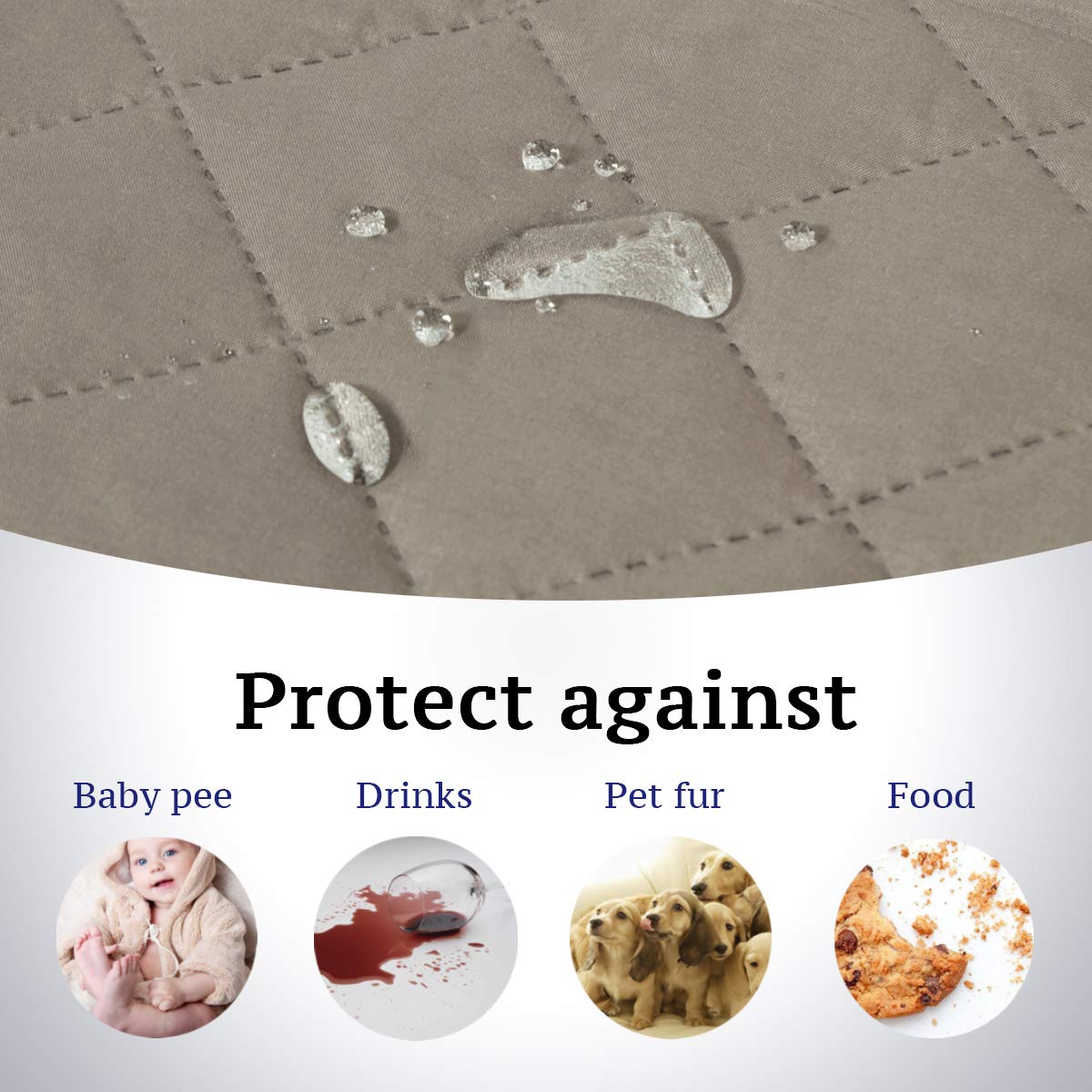 H.VERSAILTEX Reversible Quilted Recliner Covers Recliner Chair Cover Water Resistant Furniture Protector Washable Couch Cover with Elastic Straps for Kids, Pets (Oversized Recliner, Khaki/Beige)