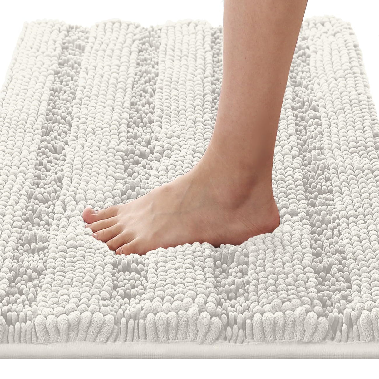PrimeBeau Luxury Chenille Striped Bath Mats Set | Ultra Thick & Absorbent Non Slip Rugs 20“ x 32"