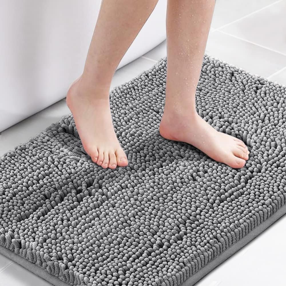 H.Versailtex 1 Piece Bath Mat Non Slip Chenille Bath Mats for Bathroom