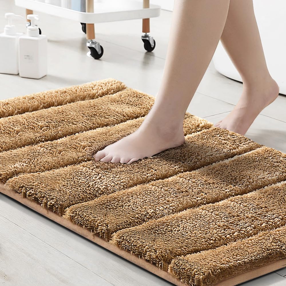 PrimeBeau Bathroom Rugs Thick Velvet Bath Mat - Super Soft, Absorbent, Non-Slip, Washable, 1 Piece
