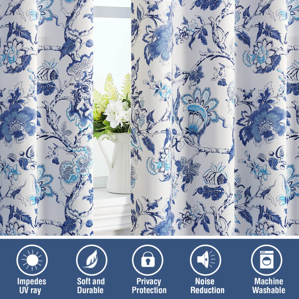 PrimeBeau Room Darkening Grommet Curtains 2 Panels Set Traditional Floral
