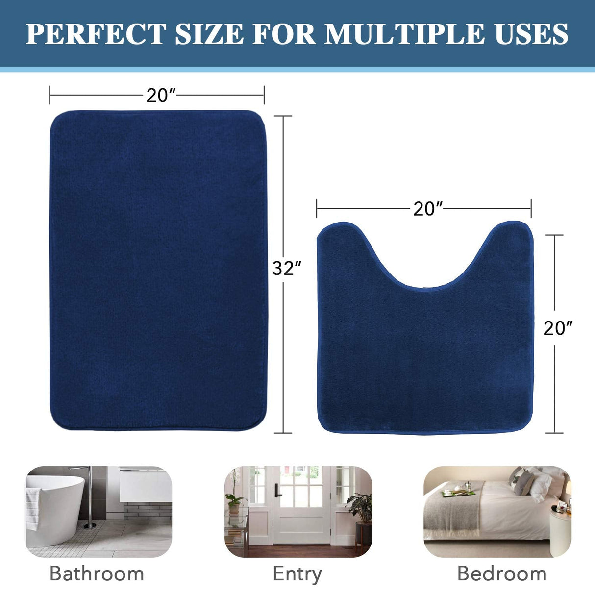 PrimeBeau Luxurious Memory Foam Bath Mat, Flannel Velvety Bath Mat Luxury Extra Soft and Absorbent Non Slip Rugs(Set of 2)