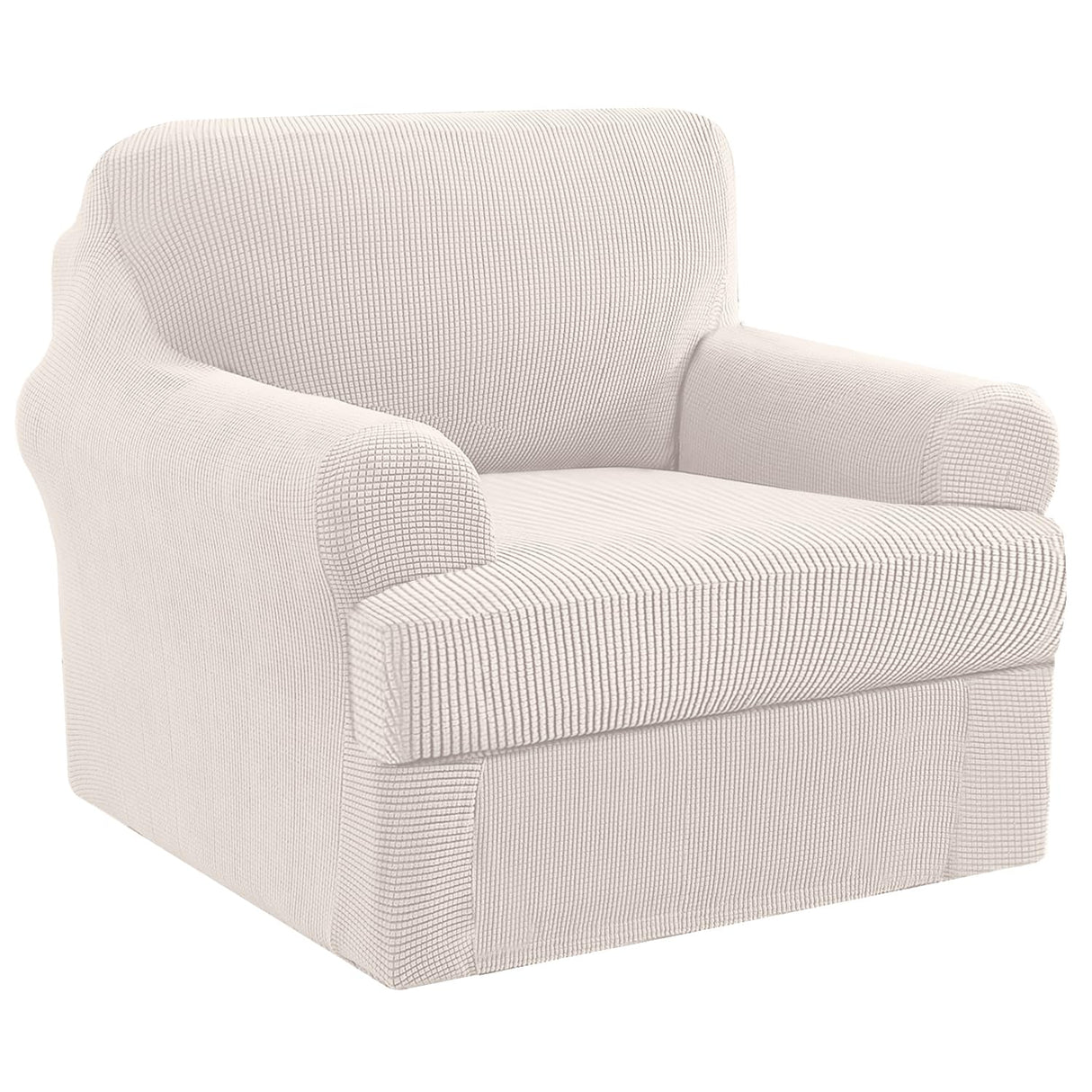 PrimeBeau 2 Pieces Chair Covers for Armchair &Oversize Armchair Covers for Living Room Furniture Cover Suit for T Cushion/Box Cushion, Spandex Jacquard Fabric Small Checks