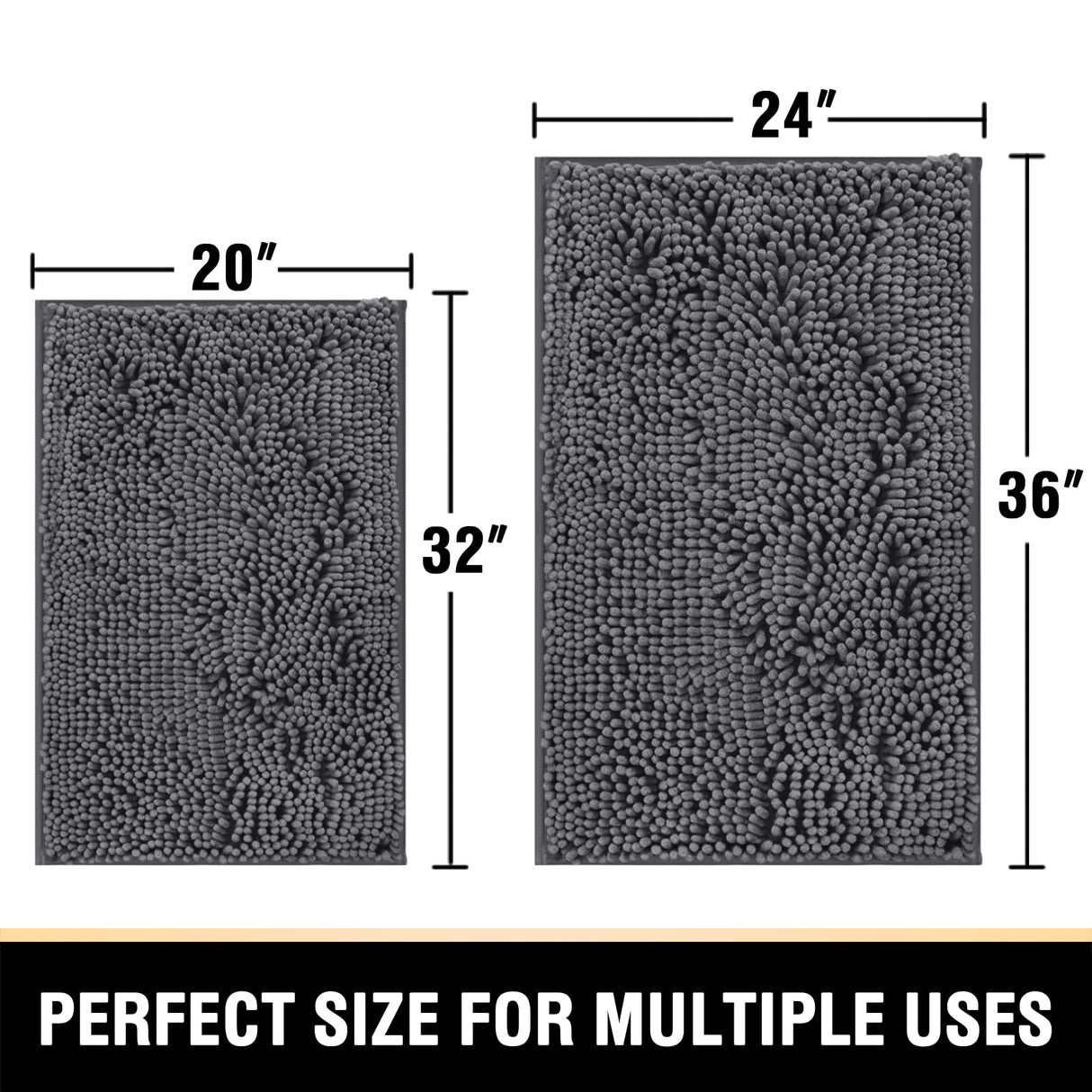 PrimeBeau Luxury Chenille U Shaped Bathroom Rug Sets -Absorbent,Washable,Dry Fast Area Carpet Mats 2 Pieces