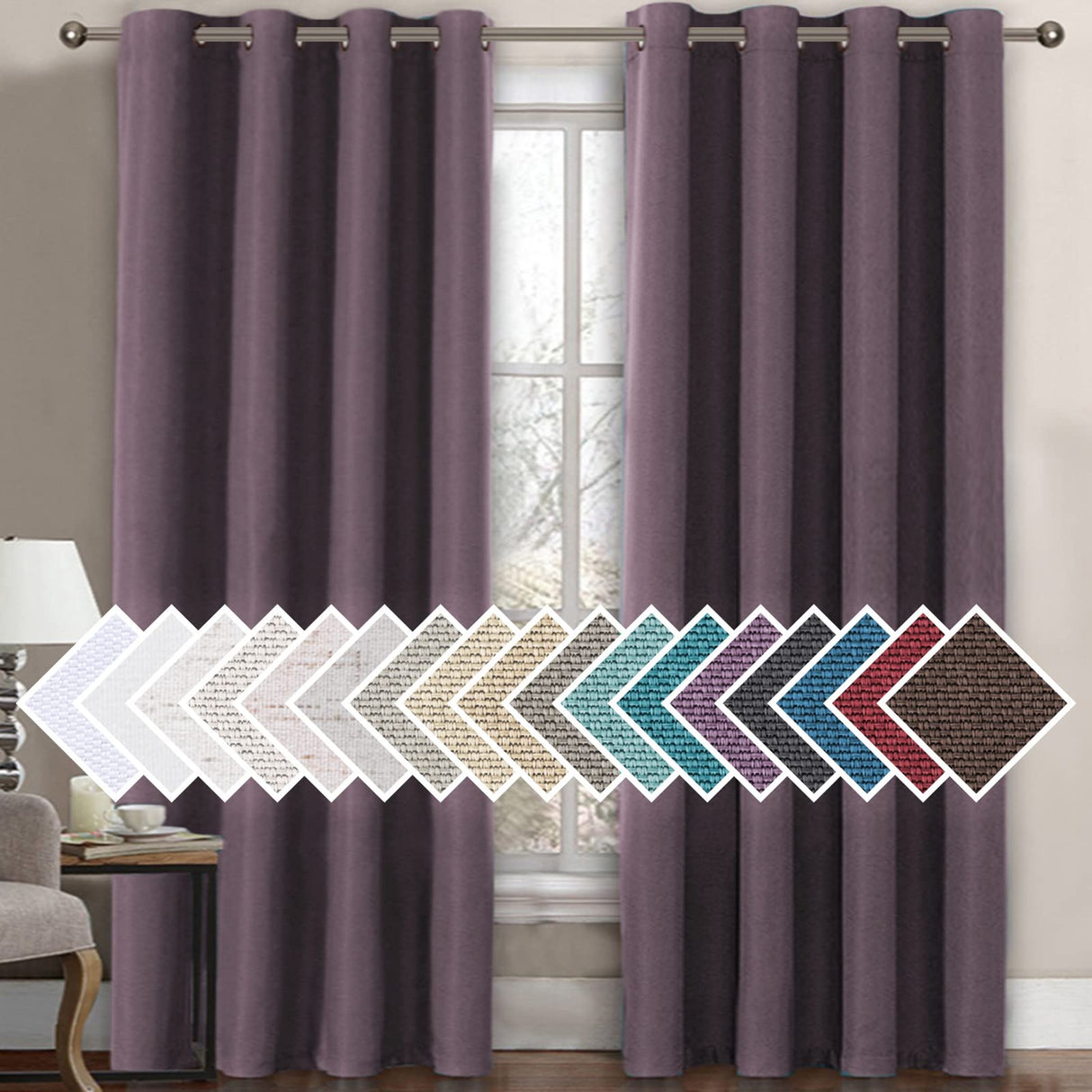 PrimeBeau Faux Linen Room Darkening Curtain , Sold by 1 Panel, Long