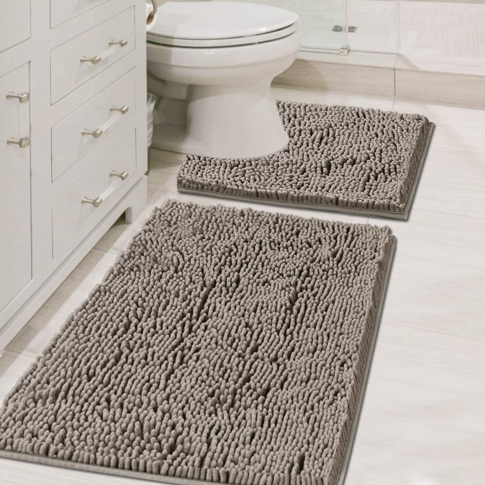 PrimeBeau Bath Mats Non Slip, Soft Shaggy Microfiber, Absorbent, Machine-Washable Rugs(2Pieces)
