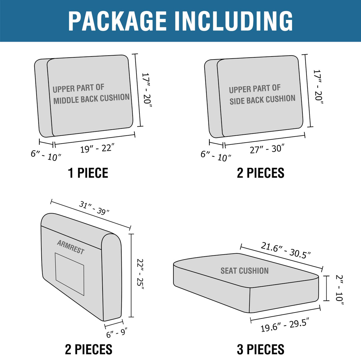 PrimeBeau 2024 New Trend Multi-Pieces Sofa Covers Stretch Couch Covers Form Fitted Seats and Back Cushions Covers (3 Seat Covers Plus 3 Back Cusion Covers, Bonus 2 Armrest Covers)