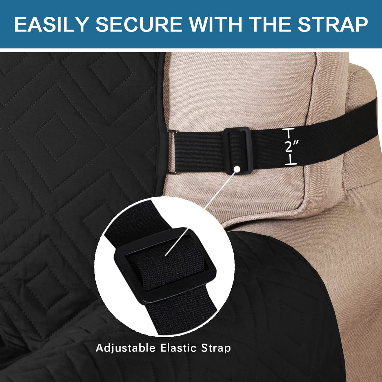 PrimeBeau Reversible Loveseat Cover Furniture Protector Anti-Slip Water Resistant 2 Inch Wide Elastic Straps Couch Covers