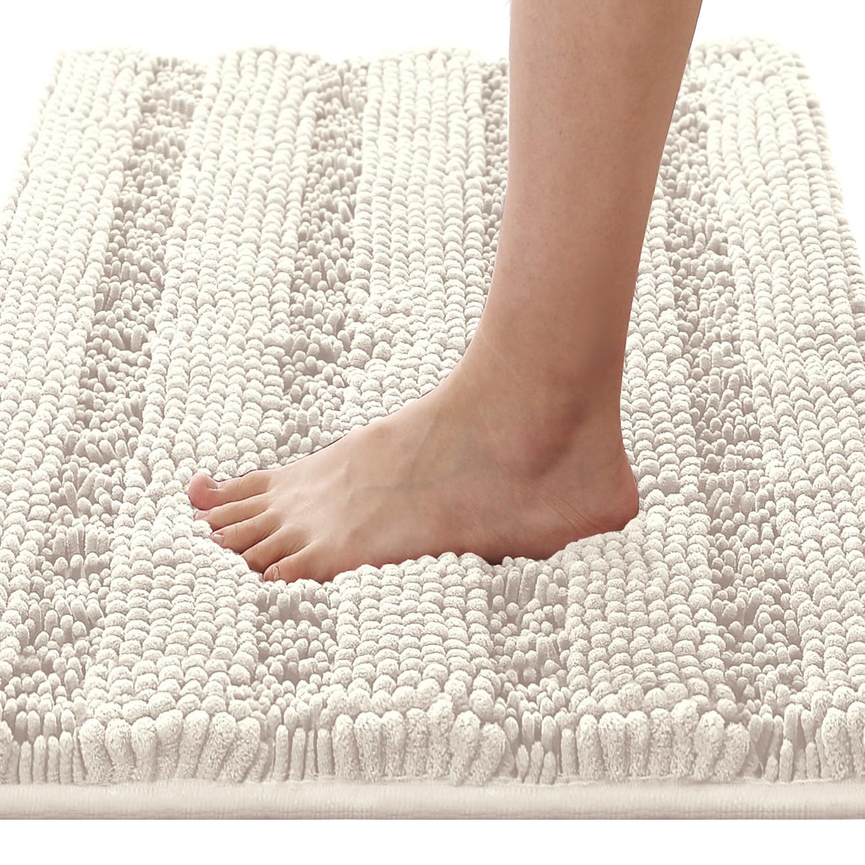 PrimeBeau Luxury Chenille Striped Bath Mats Set | Ultra Thick & Absorbent Non Slip Rugs 20“ x 32"
