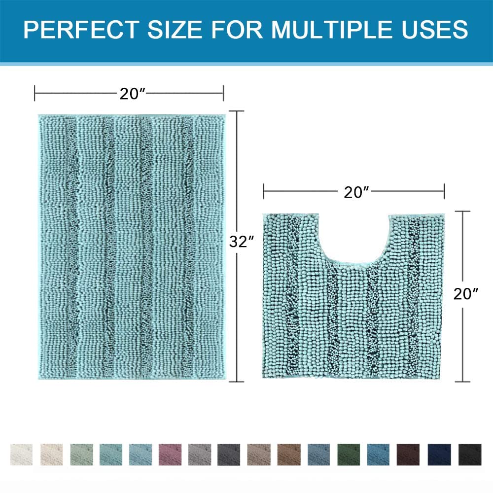 PrimeBeau U Sharp Stripe Bath Rug Contour Set