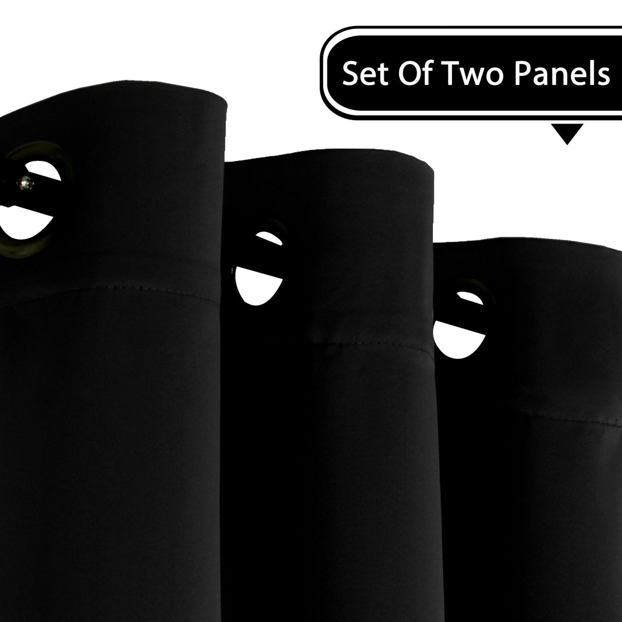 PrimeBeau Blackout Grommet Solid Color Curtain Set of 2 Panels, W52" Short