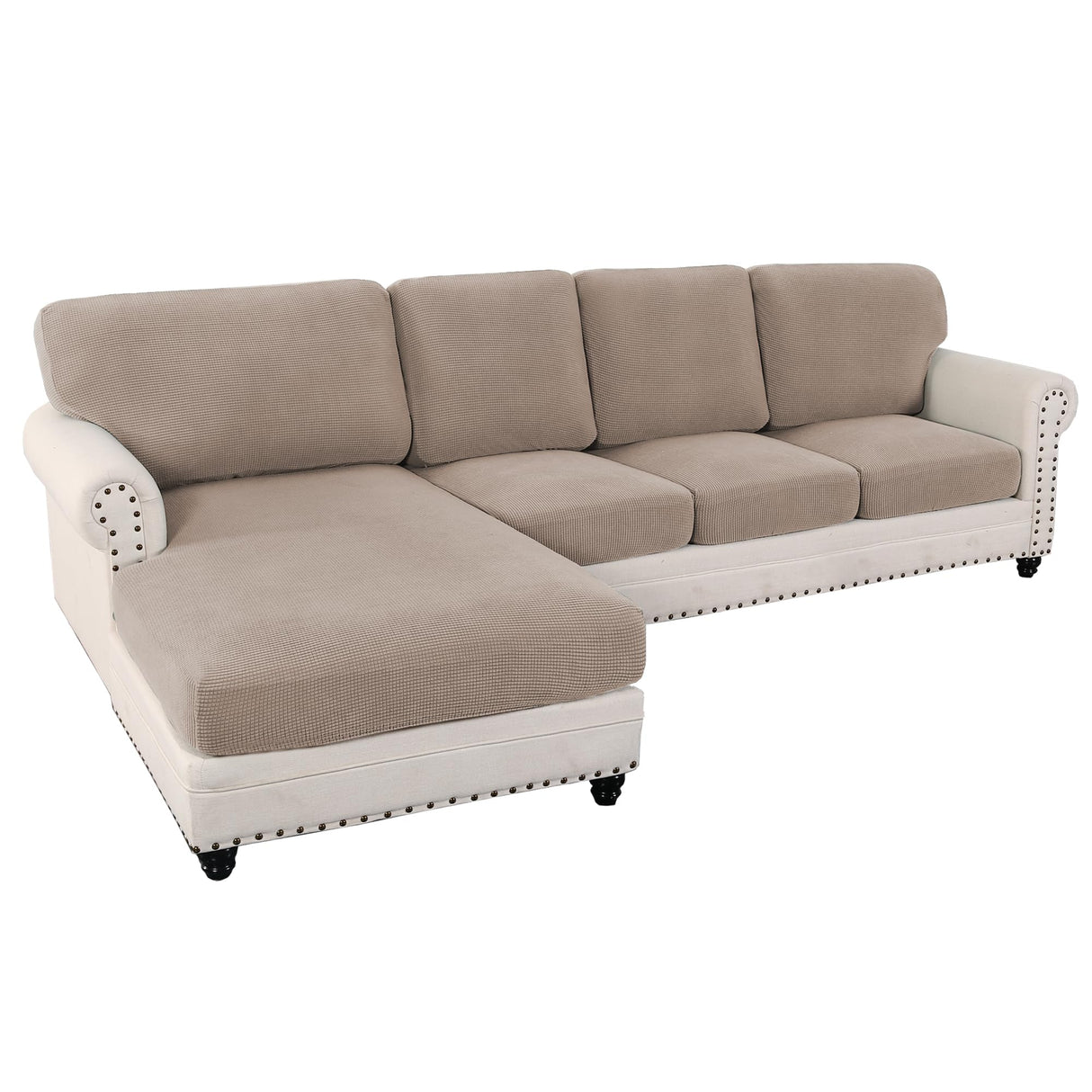PrimeBeau 2024 New Sectional Couch Covers 8 Pieces Stretch Sofa Covers for Sectional Sofa Set Separate L Shaped Couch Cover for Both Left/Right Couch (Seat and Back: 1 Chaise for Sofa)