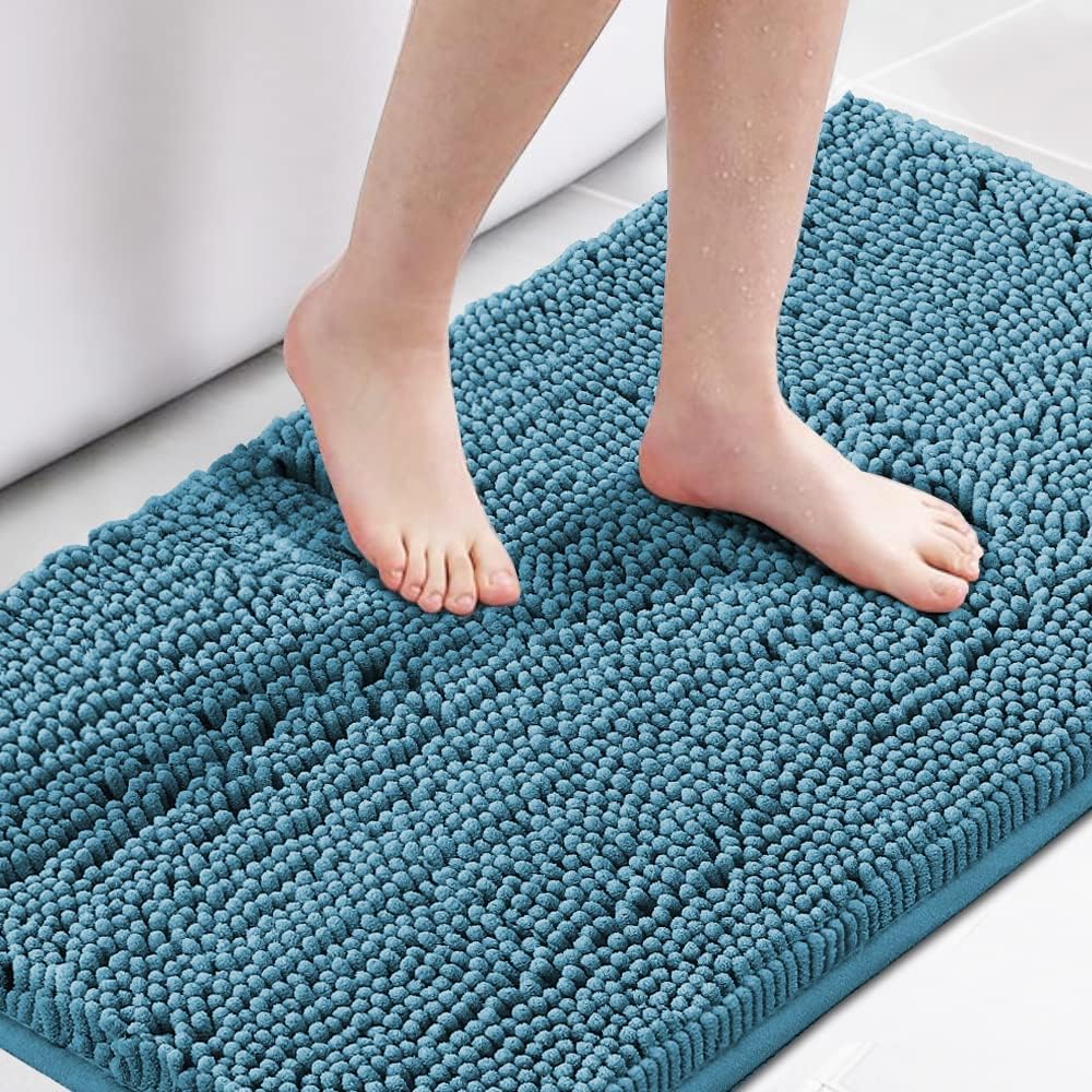 H.Versailtex 1 Piece Bath Mat Non Slip Chenille Bath Mats for Bathroom