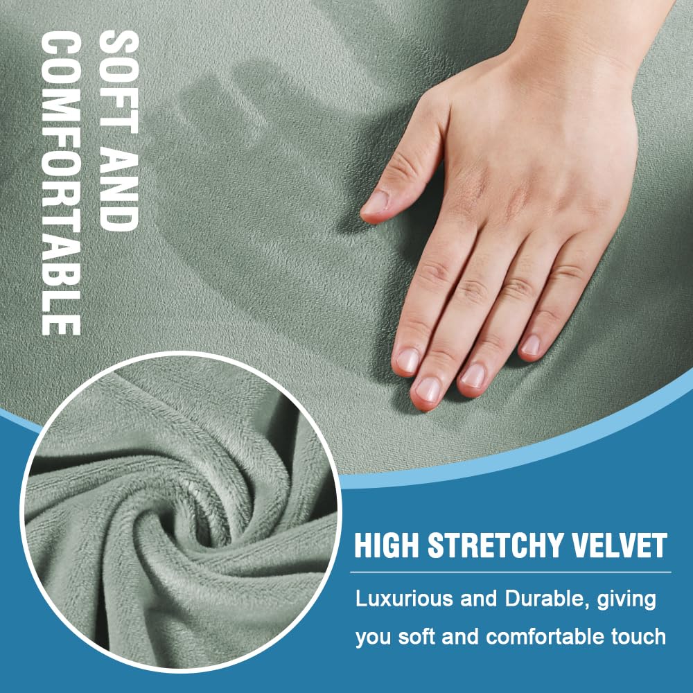 PrimeBeau 2 Piece Armchair Slipcovers Thick Velvet Couch Cover Furniture Protector Stretch Sofa Covers for 1 Cushion Couch with 1 Individual T Cushion Covers Washable