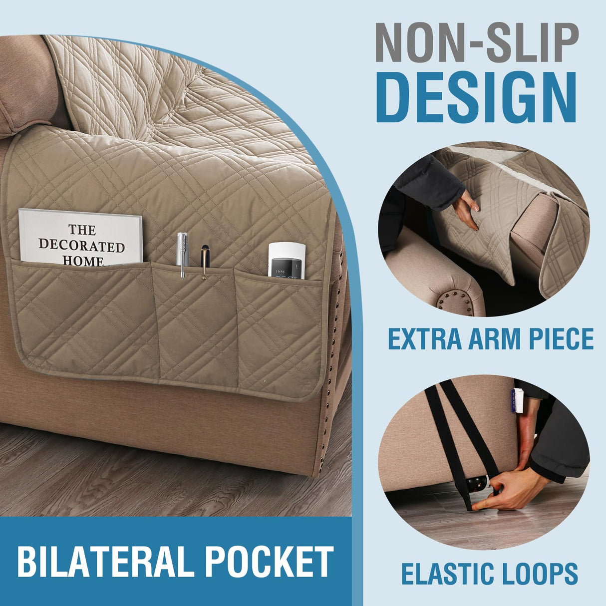 PrimeBeau 100% Waterproof Loveseat Covers Washable,Thick Soft Couch Cover for Dogs with Elastic Straps (Loveseat, Diamond Shape)