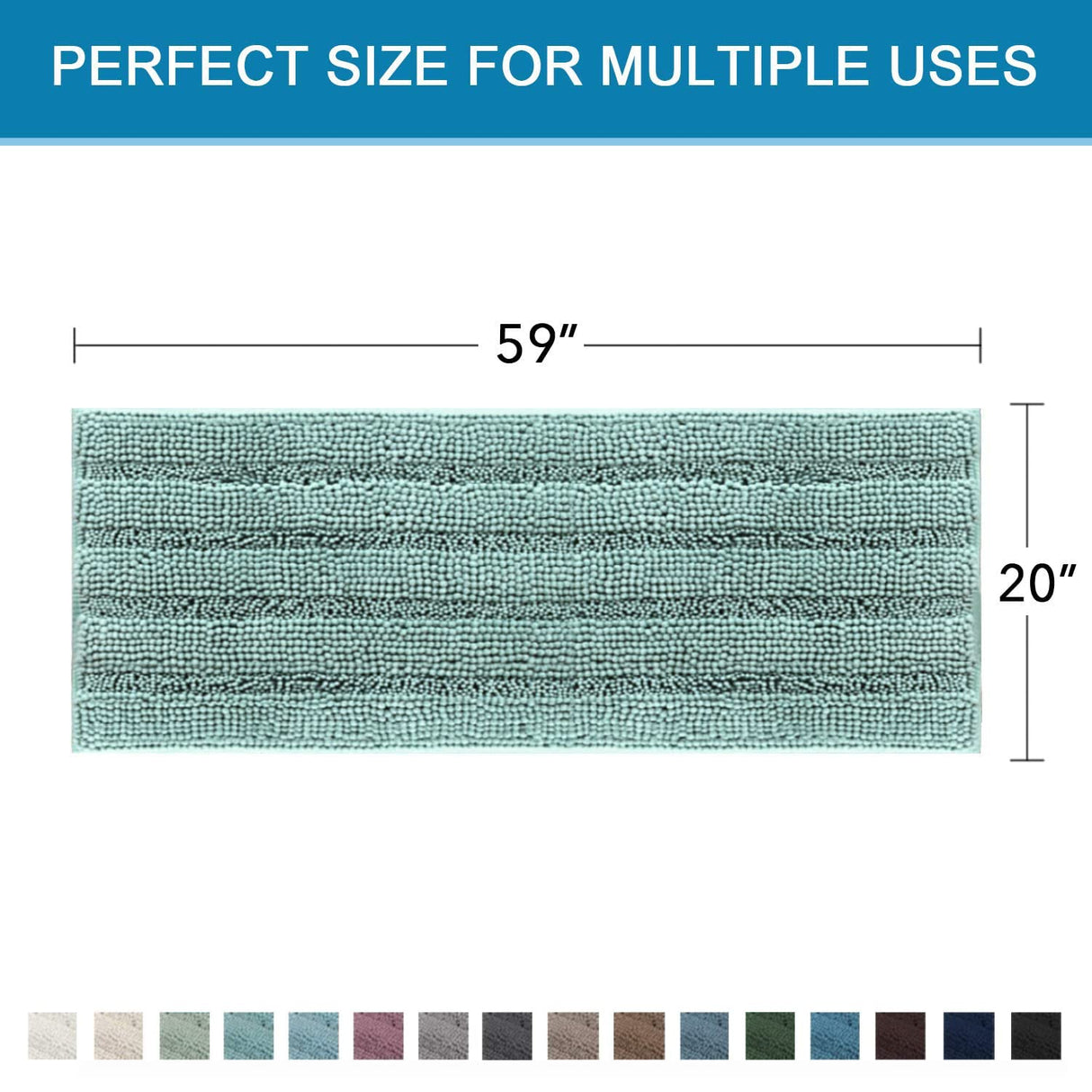PrimeBeau Luxury Chenille Striped Bath Mats Set | Ultra Thick & Absorbent Non Slip Rugs 59“ x 20"