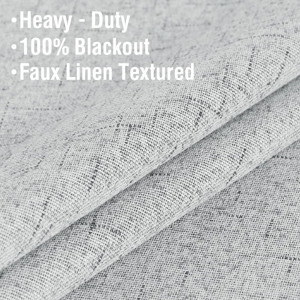 H.Versailtex Linen Blackout Thermal Insulated White Liner Grommet Top Small Window Curtains