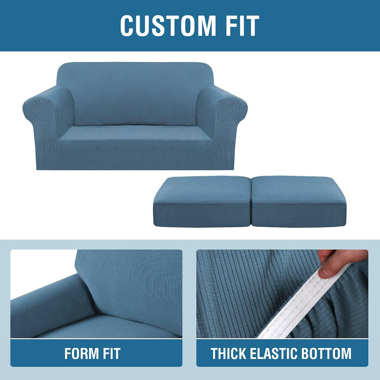 PrimeBeau 4 Pieces Premium Jacquard Sofa Slipcover Set, Sofa and Oversize Sofa