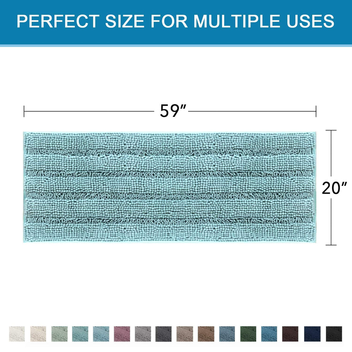PrimeBeau Luxury Chenille Striped Bath Mats Set | Ultra Thick & Absorbent Non Slip Rugs 59“ x 20"